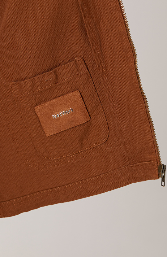 Camel Süet Detaylı Denim Ceket