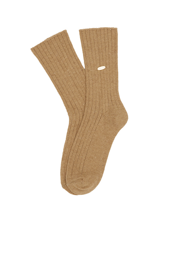 Bej Yün Karışımlı Kadın Çorap