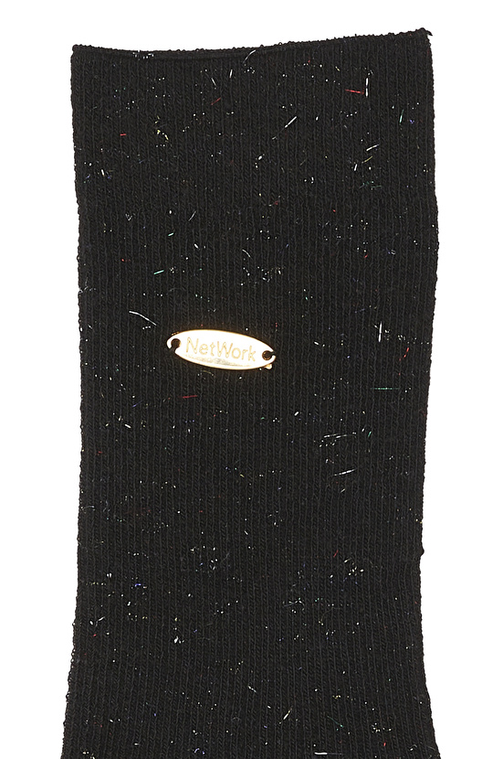 Siyah Çizgi Desenli Kadın Soket Çorap