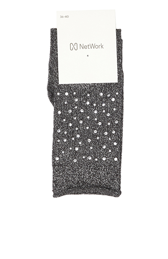 Antrasit Taş Detaylı Kadın Çorap