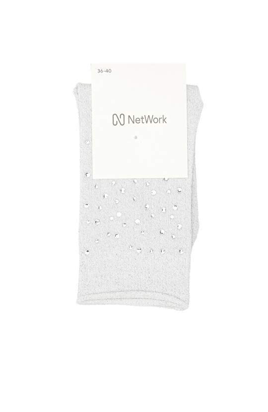 Gri Taş Detaylı Kadın Çorap