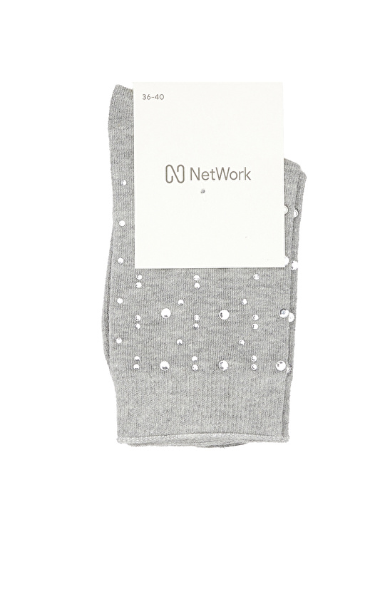 Gri Taş Detaylı Kadın Çorap
