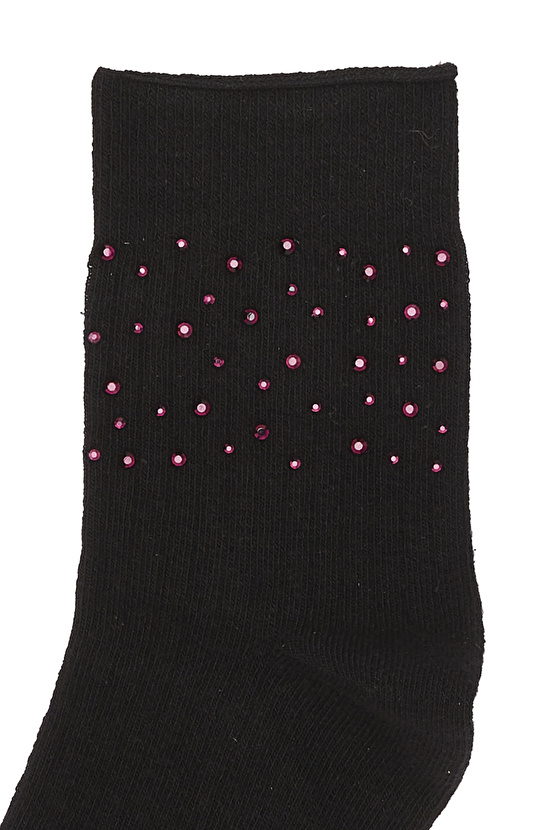 Siyah Taş Detaylı Kadın Çorap
