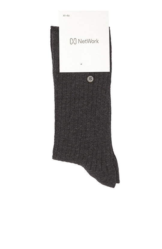 Antrasit Çizgi Desenli Erkek Soket Çorap