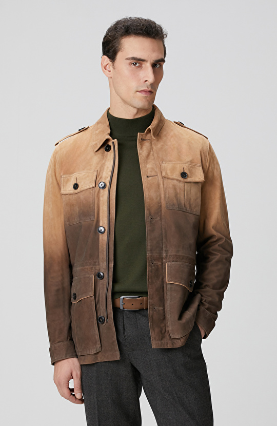 Camel Deri Coat Ceket