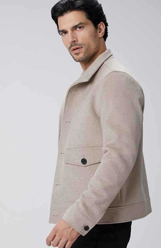 Bej Yün Karışımlı Mont