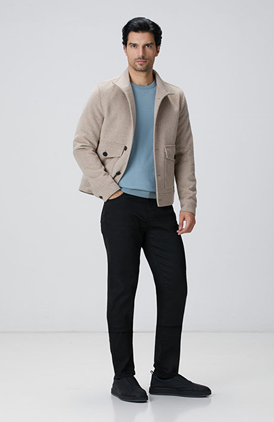 Bej Yün Karışımlı Mont