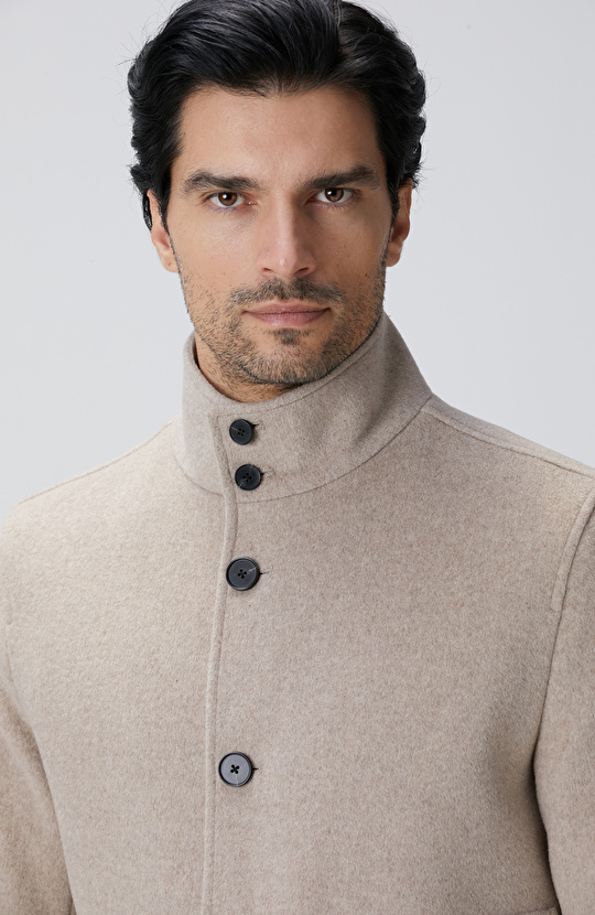 Bej Yün Karışımlı Mont