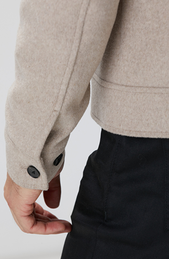 Bej Yün Karışımlı Mont