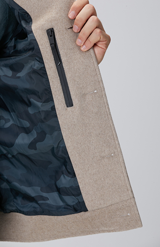 Bej Yün Karışımlı Mont