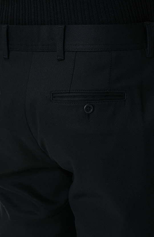 Siyah Bağcıklı Diyagonal Desenli Pantolon