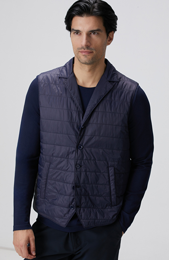 Lacivert Puffer Casual Yelek