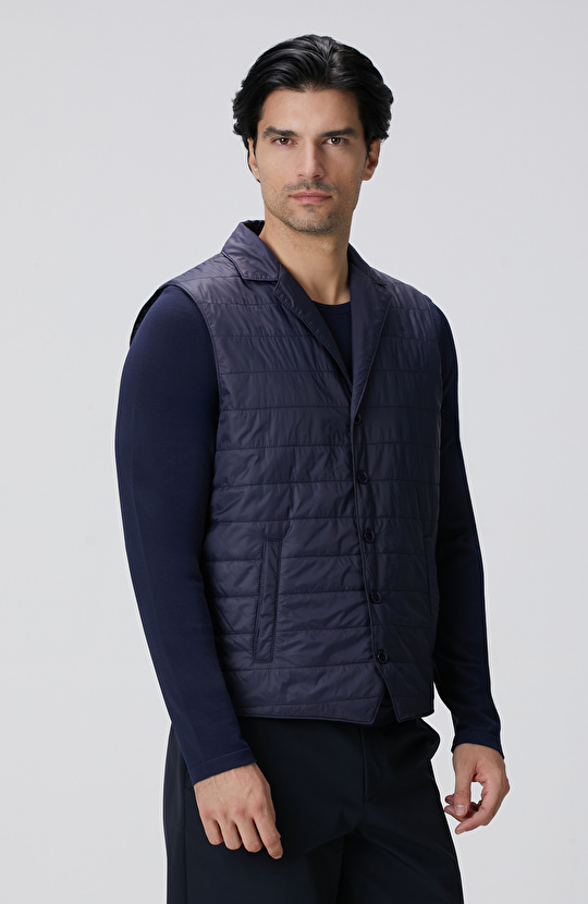 Lacivert Puffer Casual Yelek