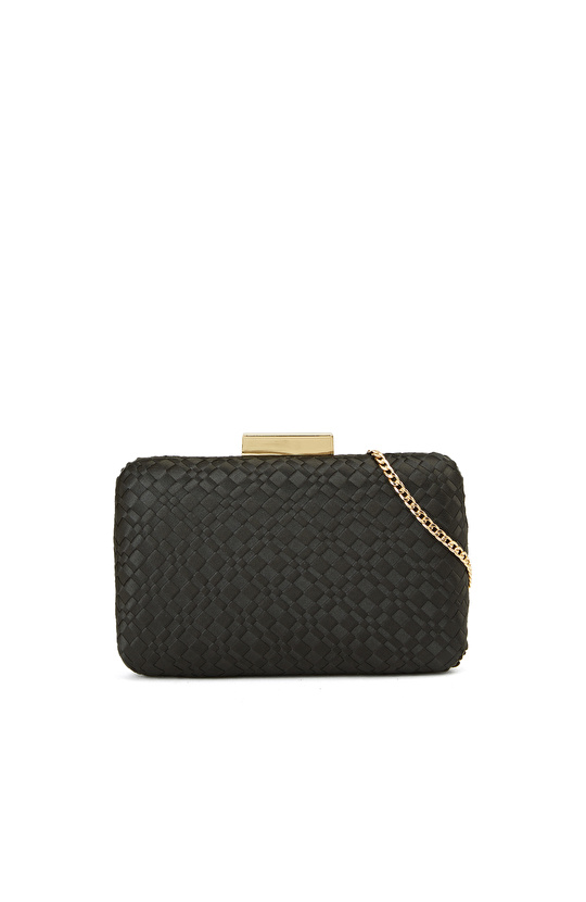Siyah Kadın Örgü Desenli Kadın Clutch