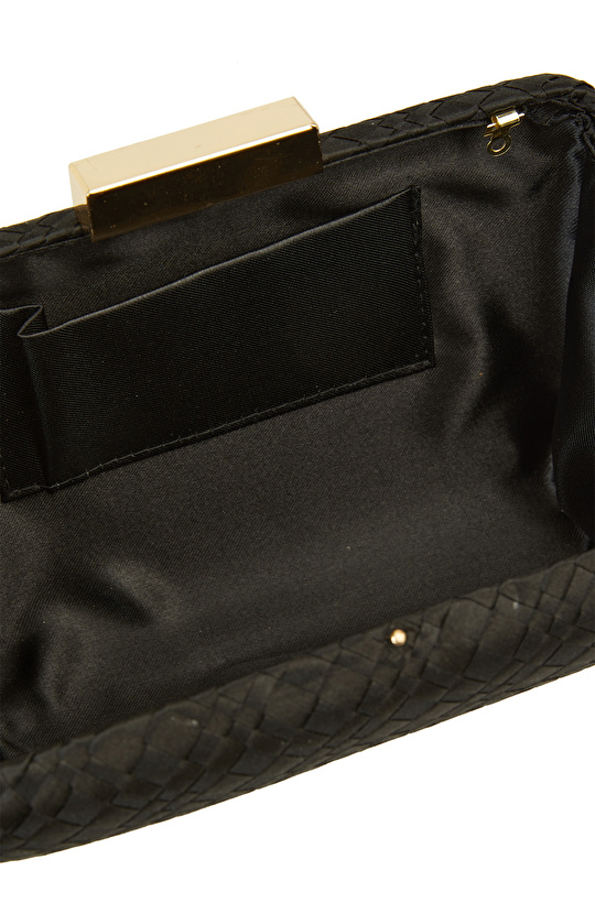 Siyah Kadın Örgü Desenli Kadın Clutch