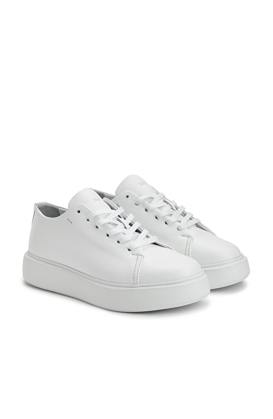 Beyaz Kadın Deri Sneaker