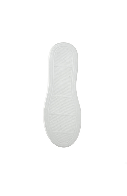 Beyaz Kadın Deri Bağcıklı Sneaker