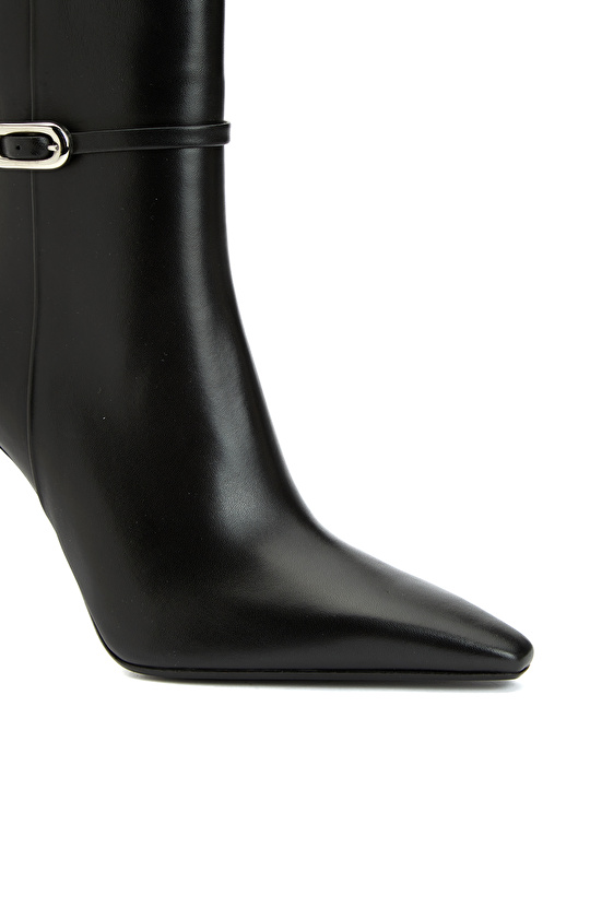 Siyah Kadın Toka Detaylı Deri Bot