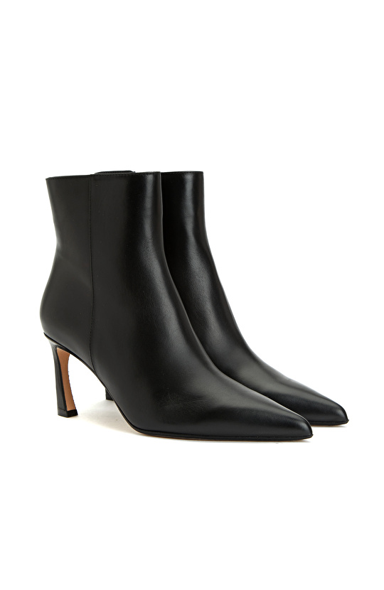 Siyah Kadın Topuklu Deri Bot