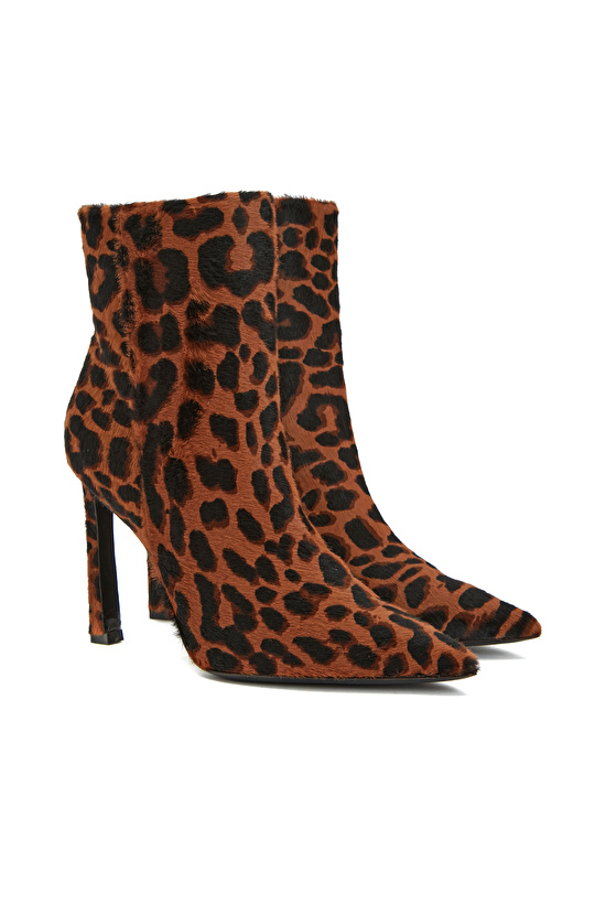 Leopar Desenli Kadın Deri Bot