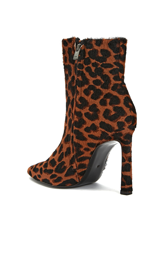 Leopar Desenli Kadın Deri Bot