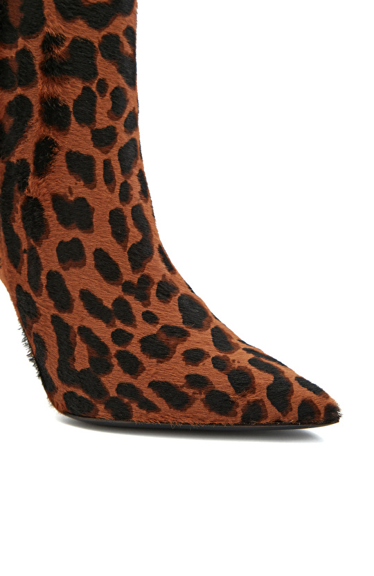 Leopar Desenli Kadın Deri Bot