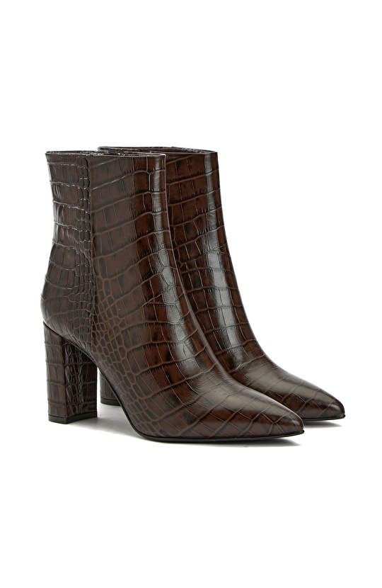 George Hogg for NetWork Kahverengi Kroko Desenli Kadın Deri Bot