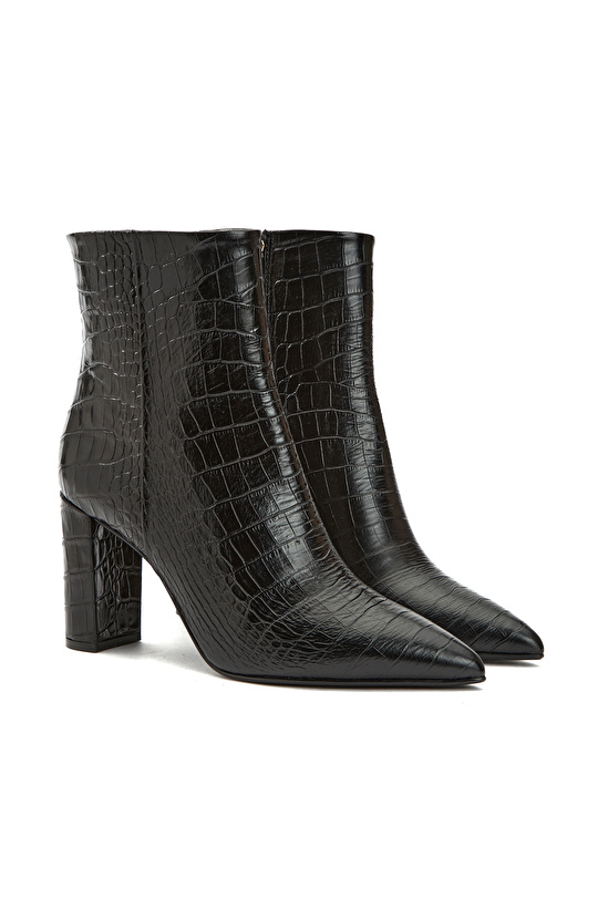 George Hogg for NetWork Siyah Kroko Desenli Kadın Deri Bot