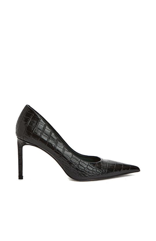 George Hogg for NetWork Siyah Kroko Kadın Deri Ayakkabı