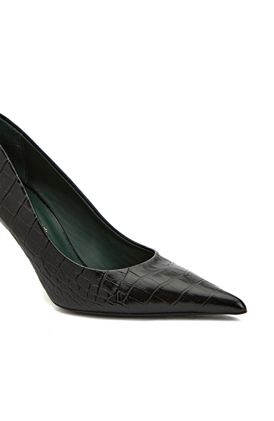 George Hogg for NetWork Siyah Kroko Kadın Deri Ayakkabı