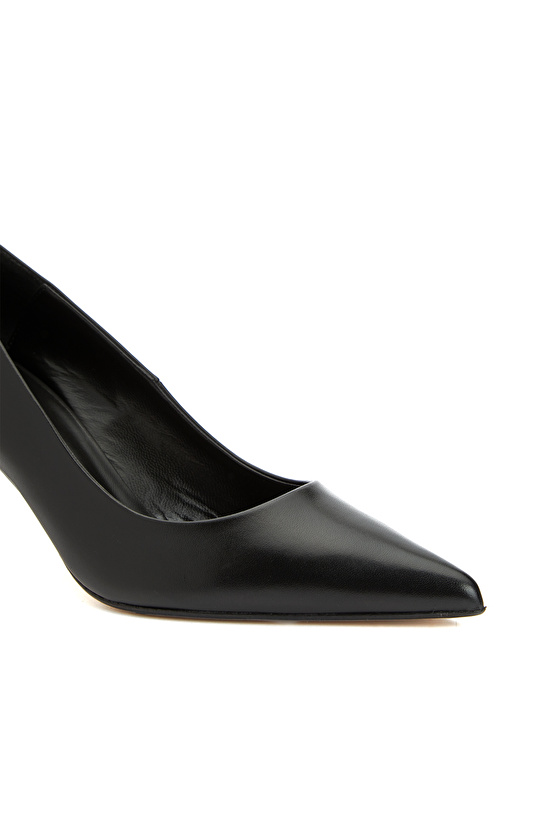 Siyah Kadın Deri Topuklu Ayakkabı