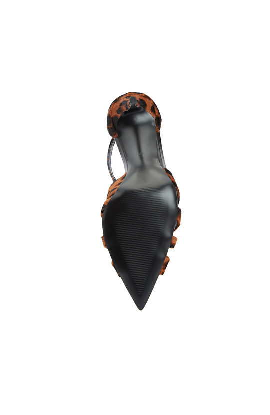Leopar Desen Kadın Deri Sandalet