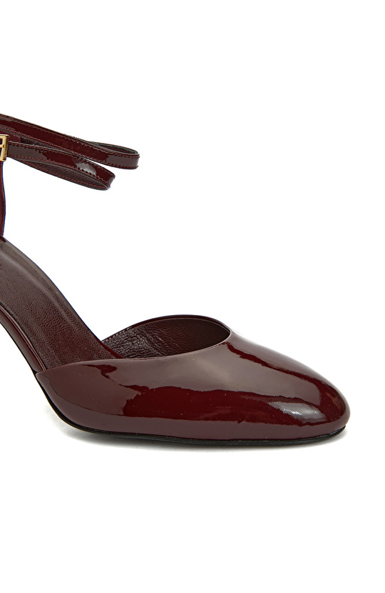 Bordo Kadın Rugan Deri Topuklu Ayakkabı