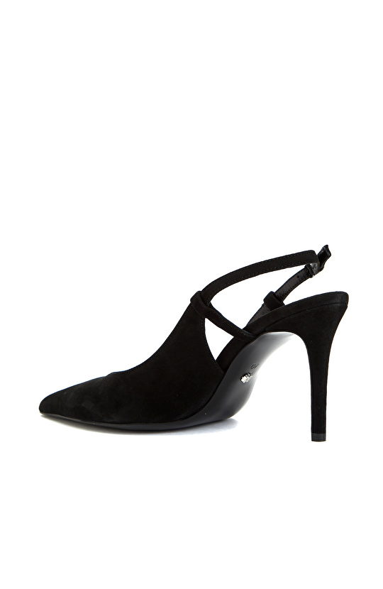 Siyah Süet Deri Topuklu Ayakkabı