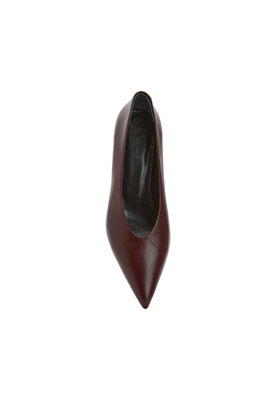 Bordo Kadın Deri Topuklu Ayakkabı