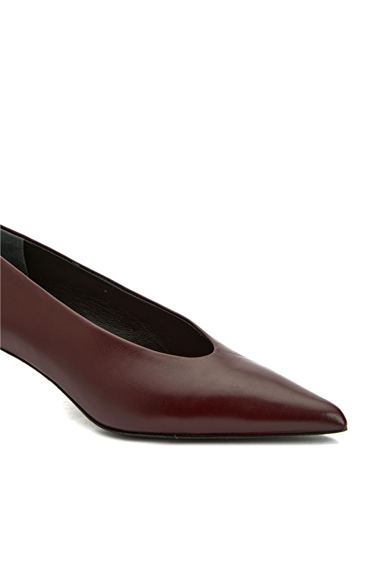 Bordo Kadın Deri Topuklu Ayakkabı