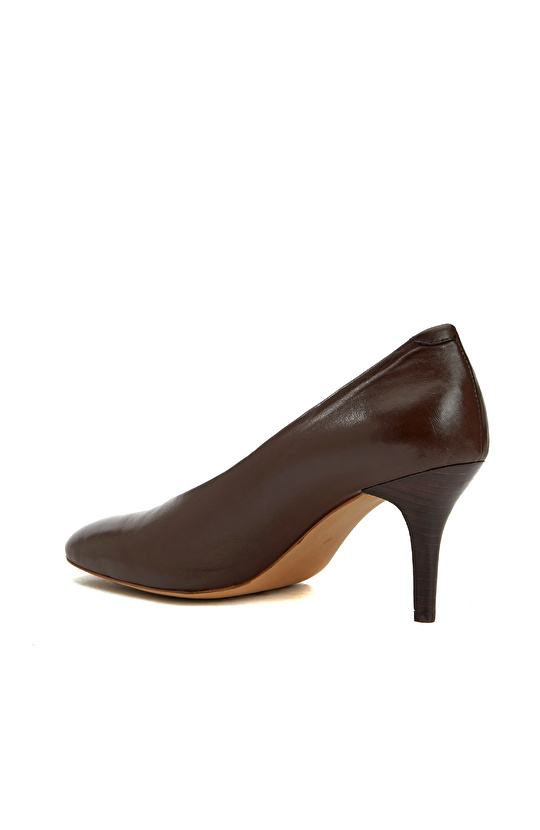 Kahverengi Kadın Deri Topuklu Ayakkabı
