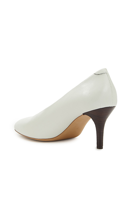 Beyaz Kadın Deri Topuklu Ayakkabı