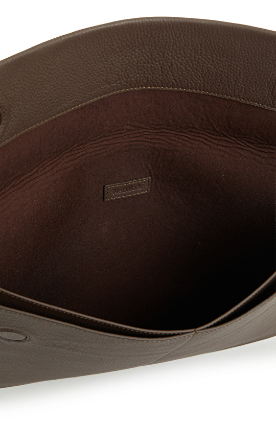 Kahverengi Kadın Deri Clutch Çanta