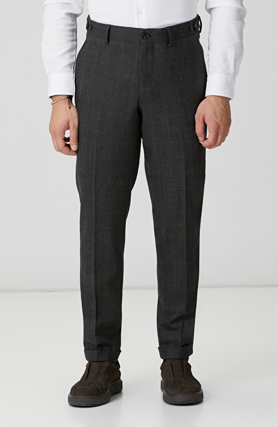 Kahverengi Kemer Detaylı Yün Pantolon