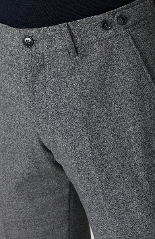 Gri Desenli Yün Karışımlı Pantolon