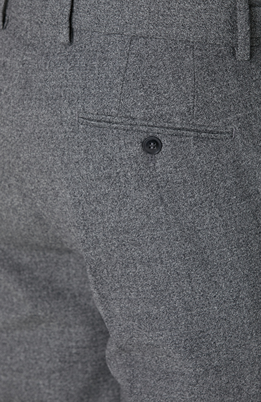 Gri Desenli Yün Karışımlı Pantolon