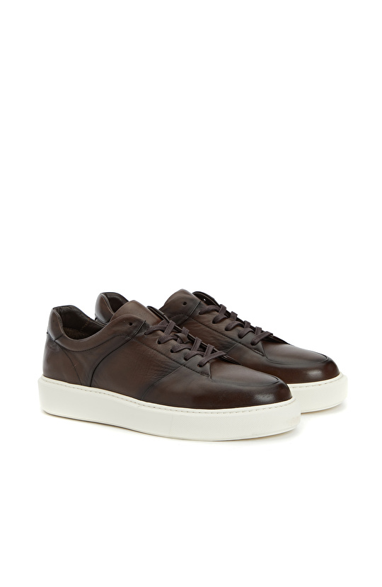 Kahverengi Erkek Deri Sneaker