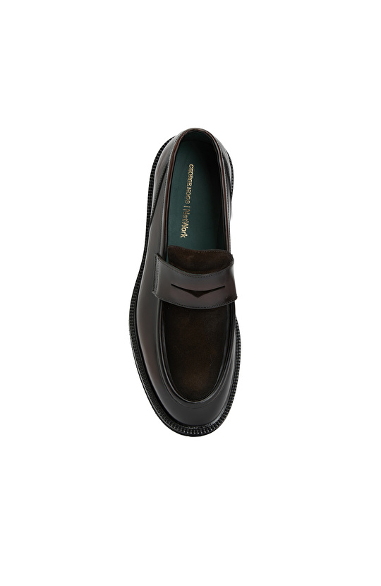 Kahverengi Süet Garnili Erkek Deri Loafer