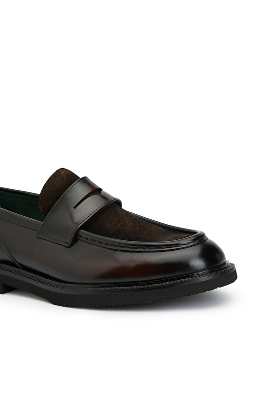 Kahverengi Süet Garnili Erkek Deri Loafer