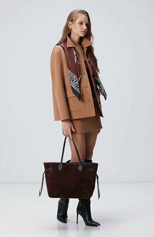 Kahverengi Kadın Süet Çanta