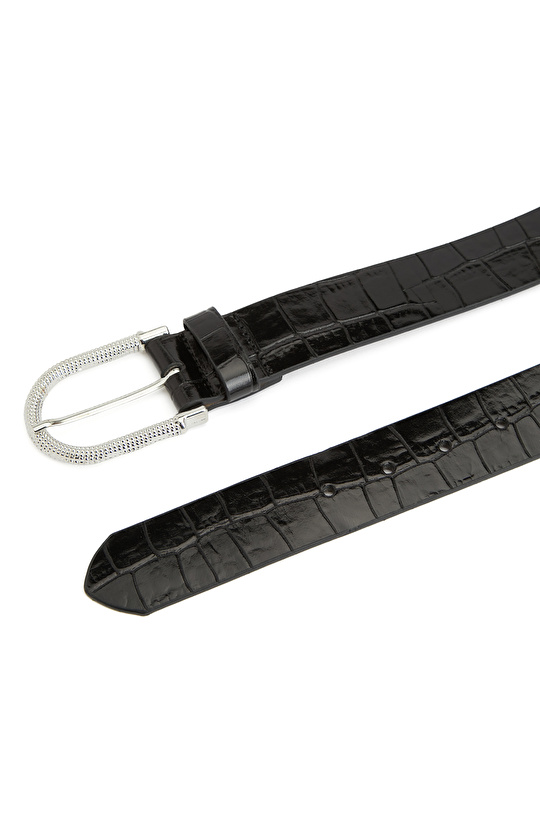 Siyah Kadın Deri Kemer