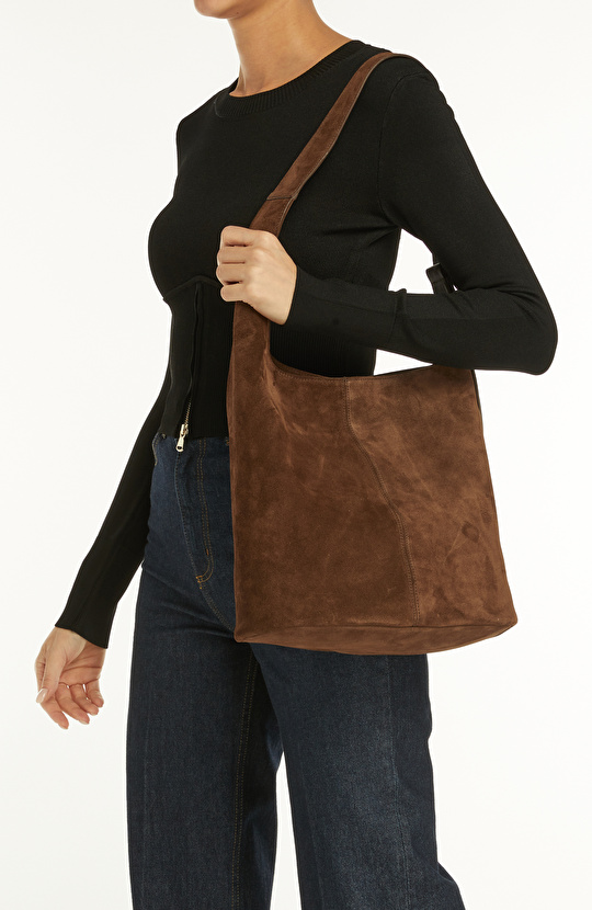 Kahverengi Kadın Süet Çanta