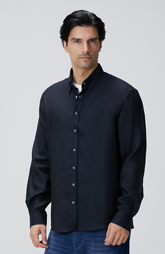 Koyu Lacivert Çıtçıtlı Gömlek