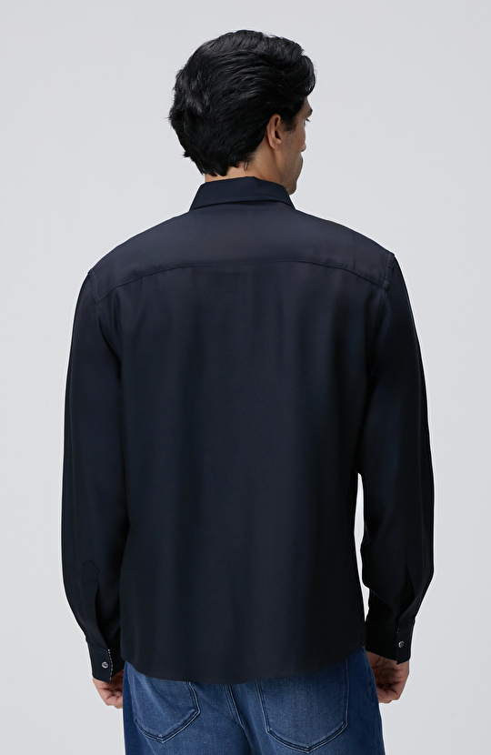 Koyu Lacivert Çıtçıtlı Gömlek